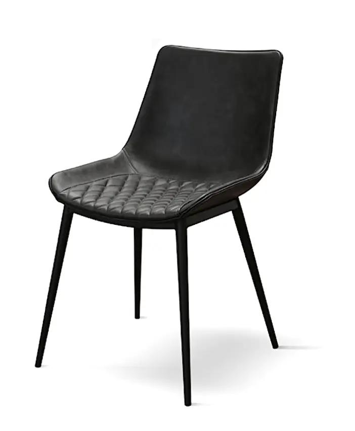 Sedia con struttura in metallo con imbottitura in ecopelle colore antracite