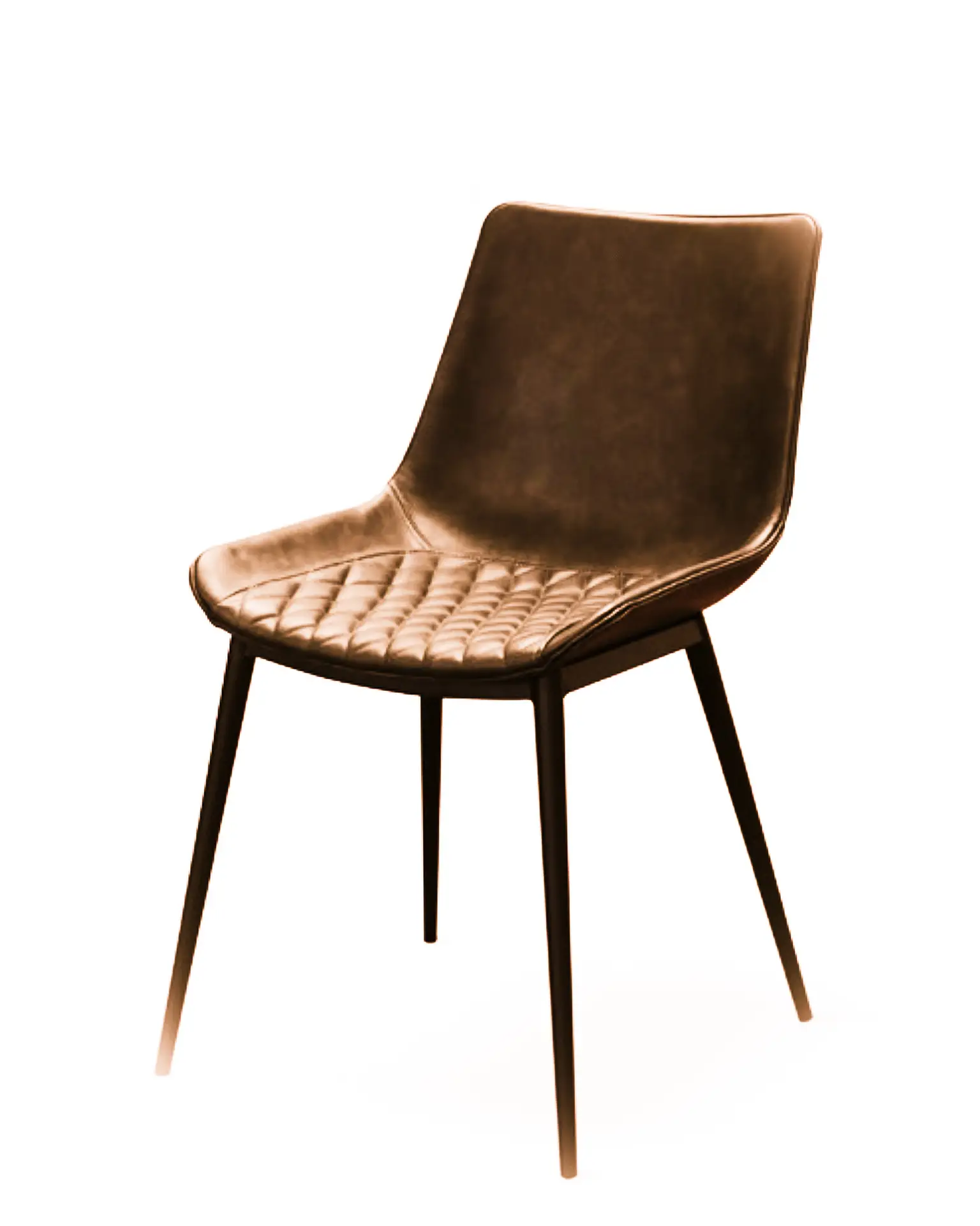 Sedia con struttura in metallo con imbottitura in ecopelle colore marrone