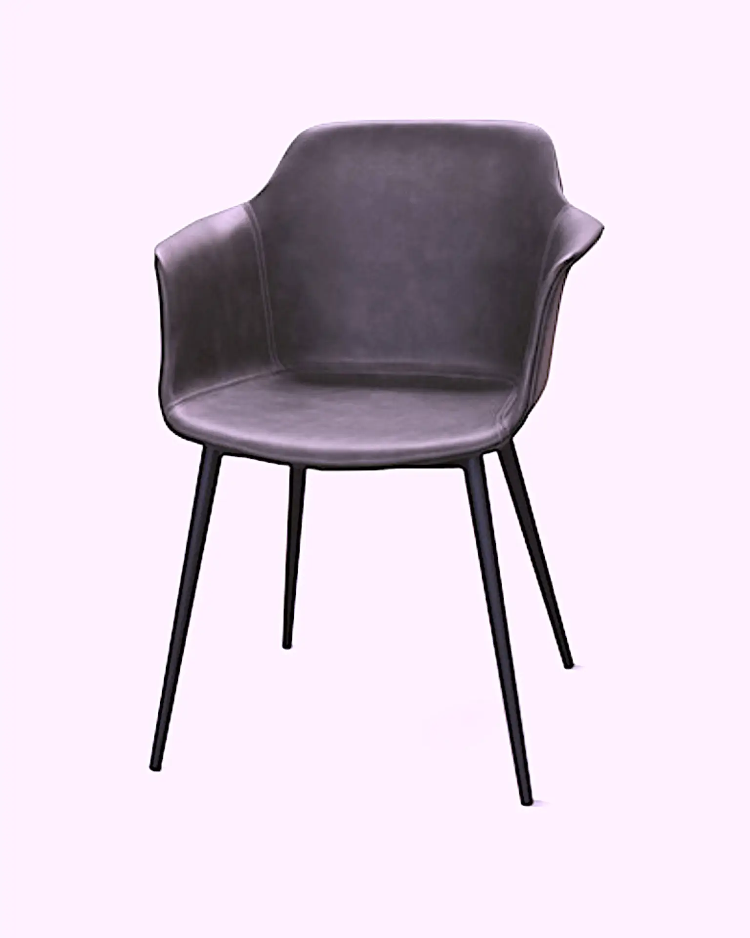 Sedia con struttura in metallo con imbottitura in ecopelle colore antracite