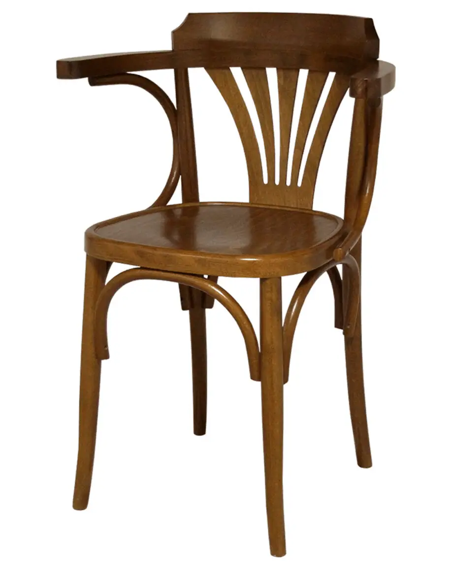 Sedia modello bistrot con seduta in legno e braccioli Gli