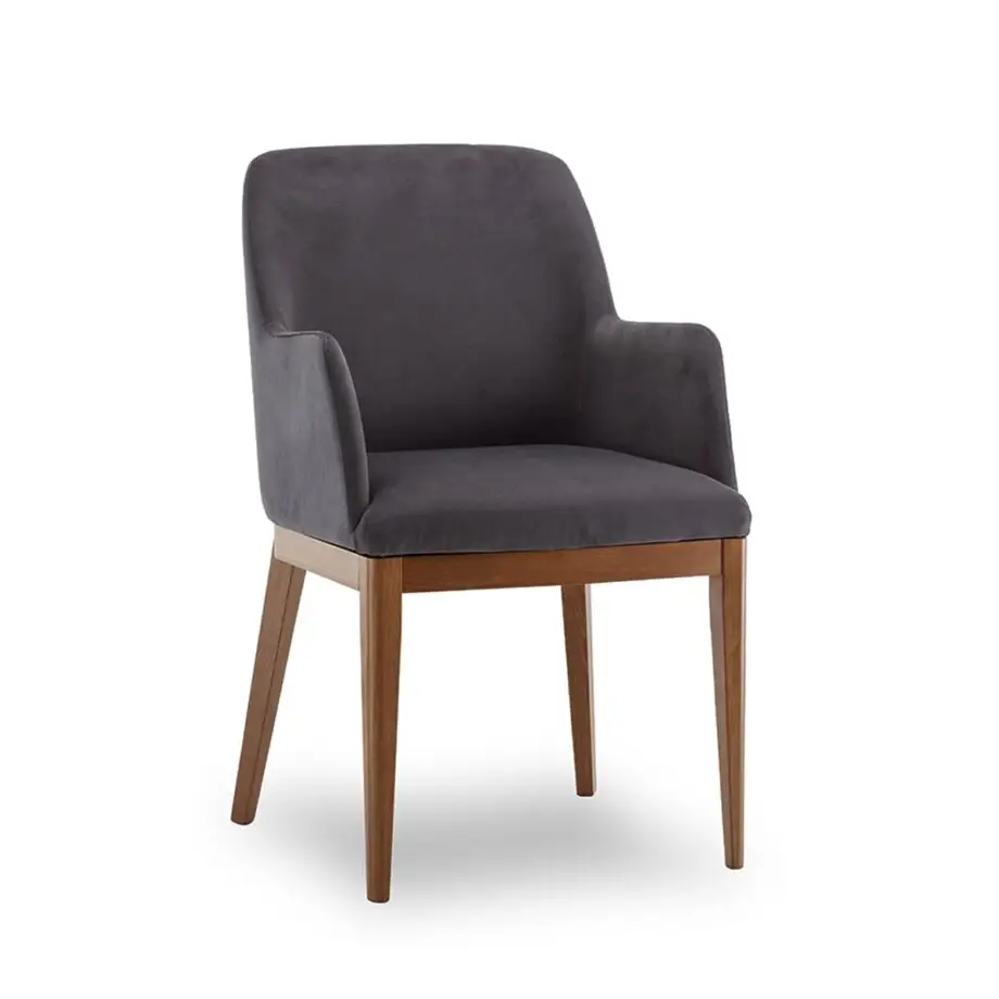 CLP Poltroncina Utrecht In Tessuto - Stile Rétro Chic Con Braccioli, Telaio In Legno, Carico Max 150 Kg (Grigio Scuro, Gambe Naturale)